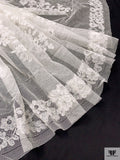 French Double-Scalloped Floral Lyon Lace with Cording - Light Ivory