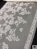 French Double-Scalloped Floral Lyon Lace with Cording - Light Ivory