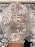 French Double-Scalloped Floral Lyon Lace with Cording - Light Ivory