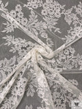 French Double-Scalloped Floral Lyon Lace with Cording - Light Ivory