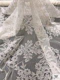 French Double-Scalloped Floral Lyon Lace with Cording - Light Ivory