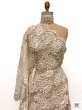 French Double-Scalloped Floral Lace with Soutache Cording - Cream