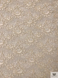 French Double-Scalloped Floral Lace with Soutache Cording - Cream
