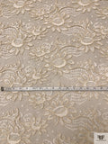 French Double-Scalloped Floral Lace with Soutache Cording - Cream