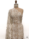 Double-Scalloped Paisley Floral Lace with Soutache Cording - Ivory