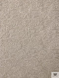 Double-Scalloped Paisley Floral Lace with Soutache Cording - Ivory