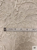Double-Scalloped Paisley Floral Lace with Soutache Cording - Ivory