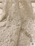 Double-Scalloped Paisley Floral Lace with Soutache Cording - Ivory