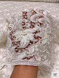 French Double-Scalloped Floral Lace with Soutache Cording - White