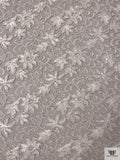 French Double-Scalloped Floral Lace with Soutache Cording - White