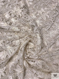 French Double-Scalloped Floral Lace with Soutache Cording - White