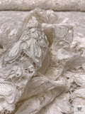 French Double-Scalloped Floral Lace with Soutache Cording - White