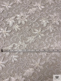 French Double-Scalloped Floral Lace with Soutache Cording - White