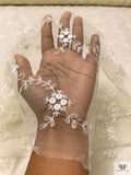 French Vine Floral Embroidered Tulle - Ivory