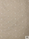 French Vine Floral Embroidered Tulle - Ivory