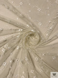 French Vine Floral Embroidered Tulle - Ivory
