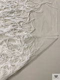 Made in England 3D Floral Embroidered and Feathered Tulle - Light Ivory