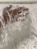 Made in England 3D Floral Embroidered and Feathered Tulle - Light Ivory