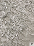 Made in England 3D Floral Embroidered and Feathered Tulle - Light Ivory