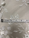 Made in England 3D Floral Embroidered and Feathered Tulle - Light Ivory