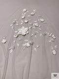 Bridal Tulle with Beaded Embroidery and 3D Flowers 3-Piece Skirt Set - Light Ivory