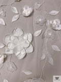 Bridal Tulle with Beaded Embroidery and 3D Flowers 3-Piece Skirt Set - Light Ivory