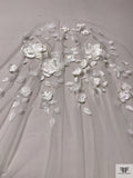 Bridal Tulle with Beaded Embroidery and 3D Flowers 3-Piece Skirt Set - Light Ivory