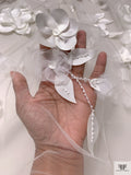 Bridal Tulle with Beaded Embroidery and 3D Flowers 3-Piece Skirt Set - Light Ivory