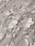 Bridal Tulle with Beaded Embroidery and 3D Flowers 3-Piece Skirt Set - Light Ivory