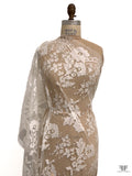 French Double-Scalloped Floral Fine Chantilly Lace - Light Ivory