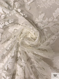 French Double-Scalloped Floral Fine Chantilly Lace - Light Ivory