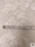 French Double-Scalloped Floral Fine Chantilly Lace - Light Ivory