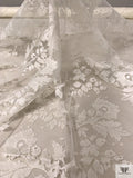 French Double-Scalloped Floral Fine Chantilly Lace - Light Ivory