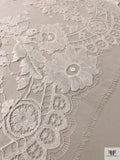 French Double-Scalloped Floral Fine Chantilly Lace - Light Ivory