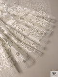 French Double-Scalloped Floral Fine Chantilly Lace - Light Ivory