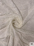 French Double-Scalloped Floral Chantilly Lace - Light Ivory