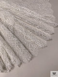 French Double-Scalloped Floral Chantilly Lace - Light Ivory