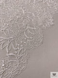 French Double-Scalloped Floral Chantilly Lace - Light Ivory