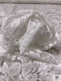French Double-Scalloped Floral Chantilly Lace - Light Ivory