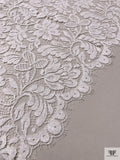 French Double-Scalloped Floral Chantilly Lace - Light Ivory