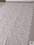 French Double-Scalloped Floral Chantilly Lace - Light Ivory