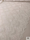 Double-Scalloped Floral Bouquets Chantilly-Like Lace - Light Ivory