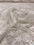 Double-Scalloped Floral Bouquets Chantilly-Like Lace - Light Ivory