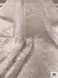 Double-Scalloped Floral Bouquets Chantilly-Like Lace - Light Ivory
