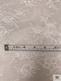 Double-Scalloped Floral Bouquets Chantilly-Like Lace - Light Ivory