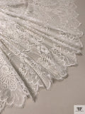 Double-Scalloped Floral Bouquets Chantilly-Like Lace - Light Ivory