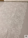French Double-Scalloped Floral Chantilly Lace - Light Ivory