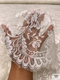 French Double-Scalloped Floral Chantilly Lace - Light Ivory