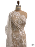 French Double-Scalloped Floral Chantilly Lace - Light Ivory