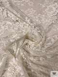 French Double-Scalloped Floral Chantilly Lace - Light Ivory